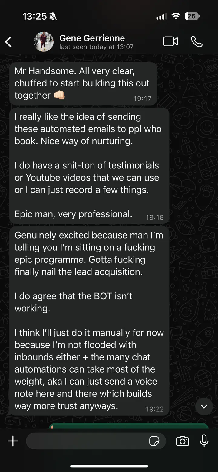 Client message screenshot