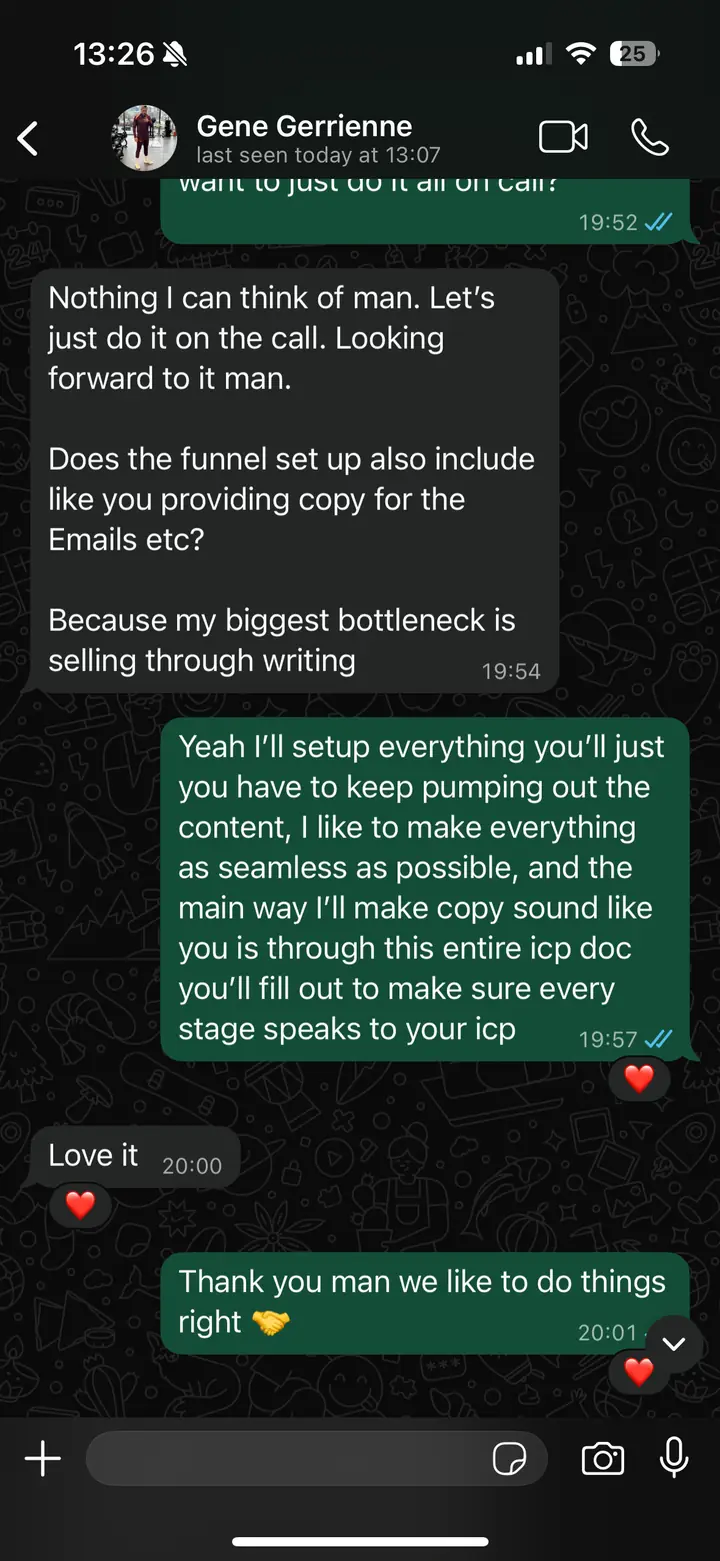 Client message screenshot
