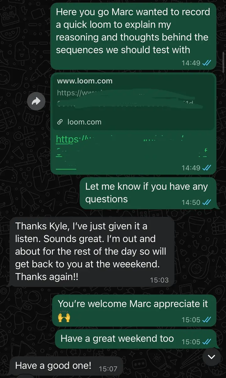 Client message screenshot