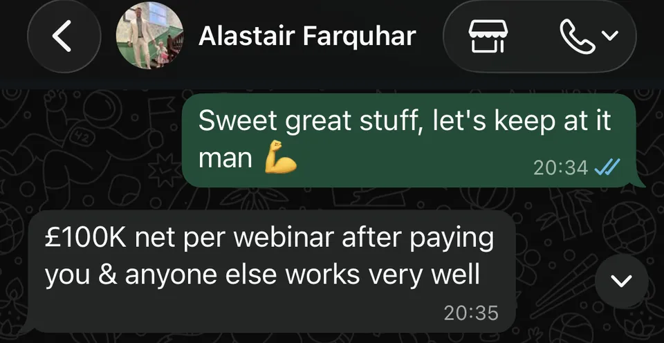 Message from Alastair Farquhar