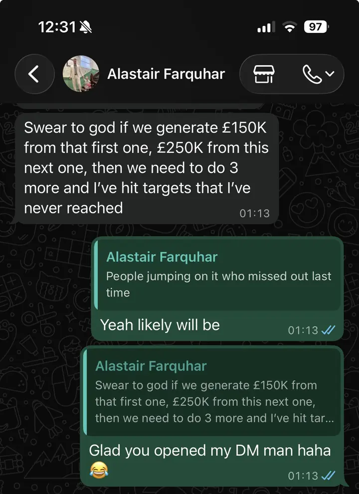 Client message screenshot