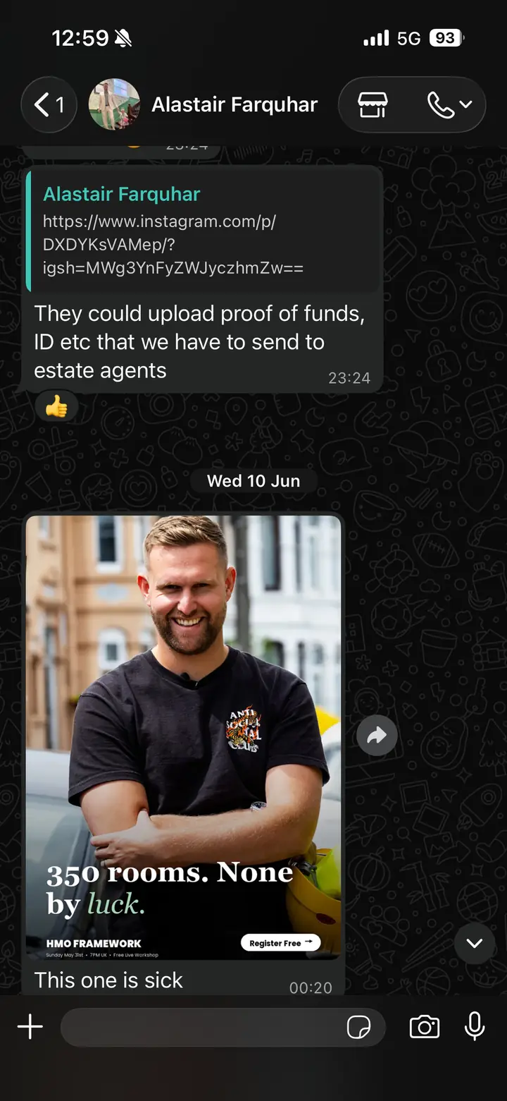 Client message screenshot