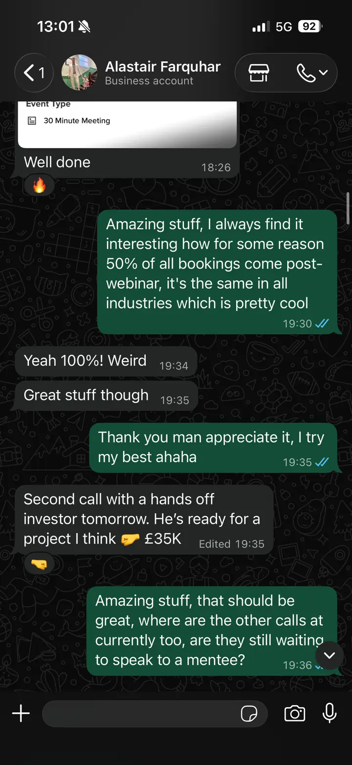 Client message screenshot