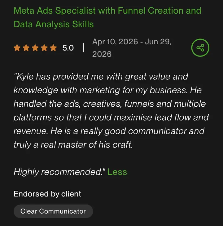 Upwork five-star review screenshot