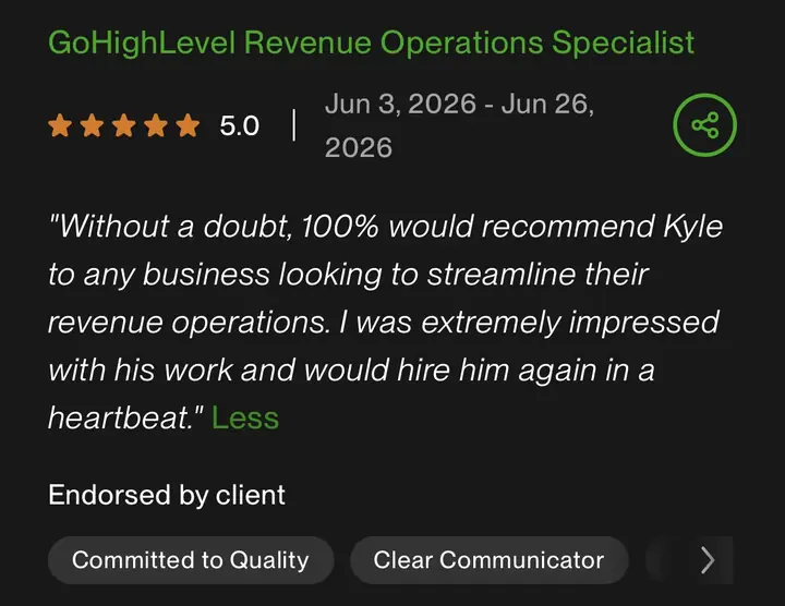 Upwork five-star review screenshot
