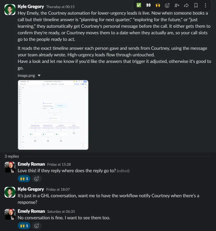 Client message screenshot