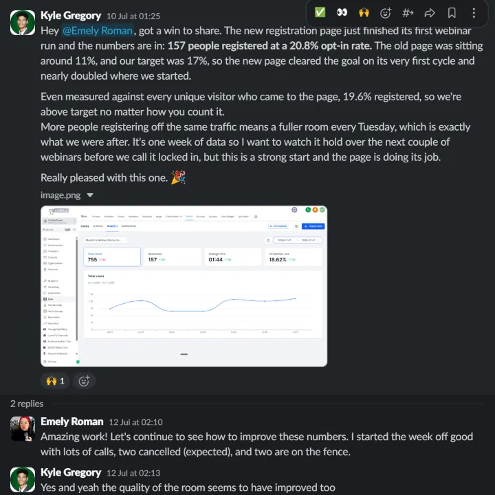Client message screenshot
