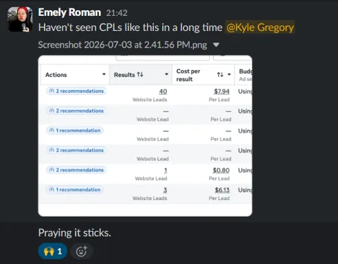Client message screenshot