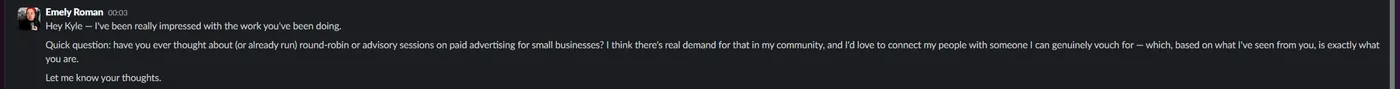 Client message screenshot