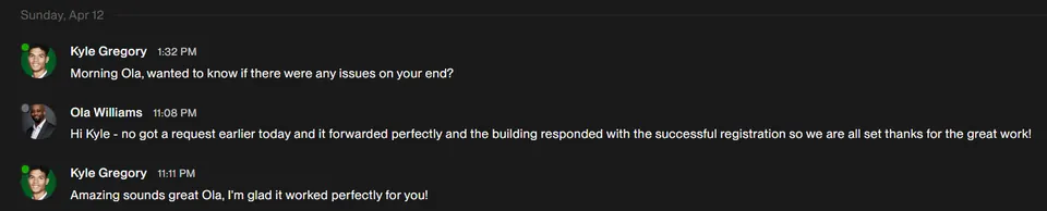 Client message screenshot