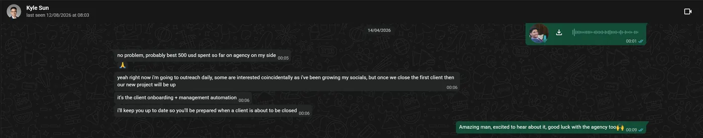 Client message screenshot
