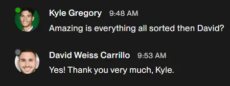 Client message screenshot
