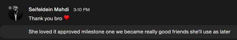 Client message screenshot