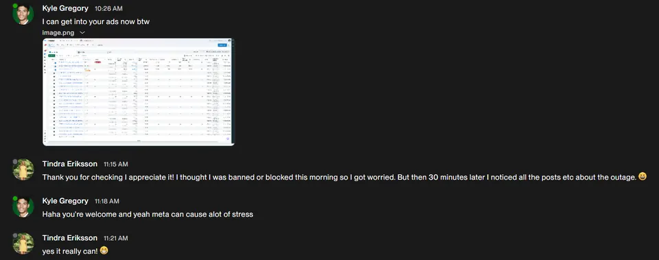 Client message screenshot