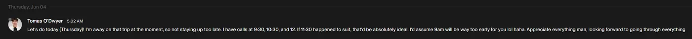 Client message screenshot