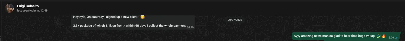 Client message screenshot