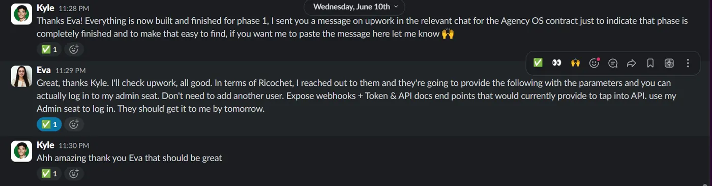 Client message screenshot
