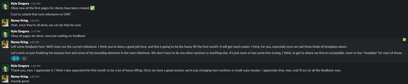 Client message screenshot