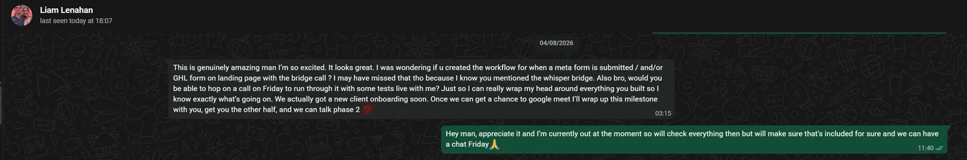Client message screenshot