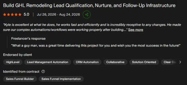 Client message screenshot